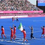 Iran celebrate their 5-0 defeat of Brazil in the Bronze Medal match
