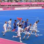 Russian players celebrate their 1-0 win against Ukraine