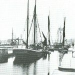 A barge - the "Ethel Edith" - passes through the lock in 1881