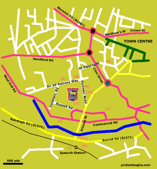 Map of Portman Road and Surrounds